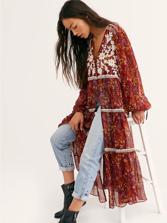 Free People Dresses & Skirts - Free People Call On Me Embroidered Maxi Top Dress Women’s XS Bohemian Festival